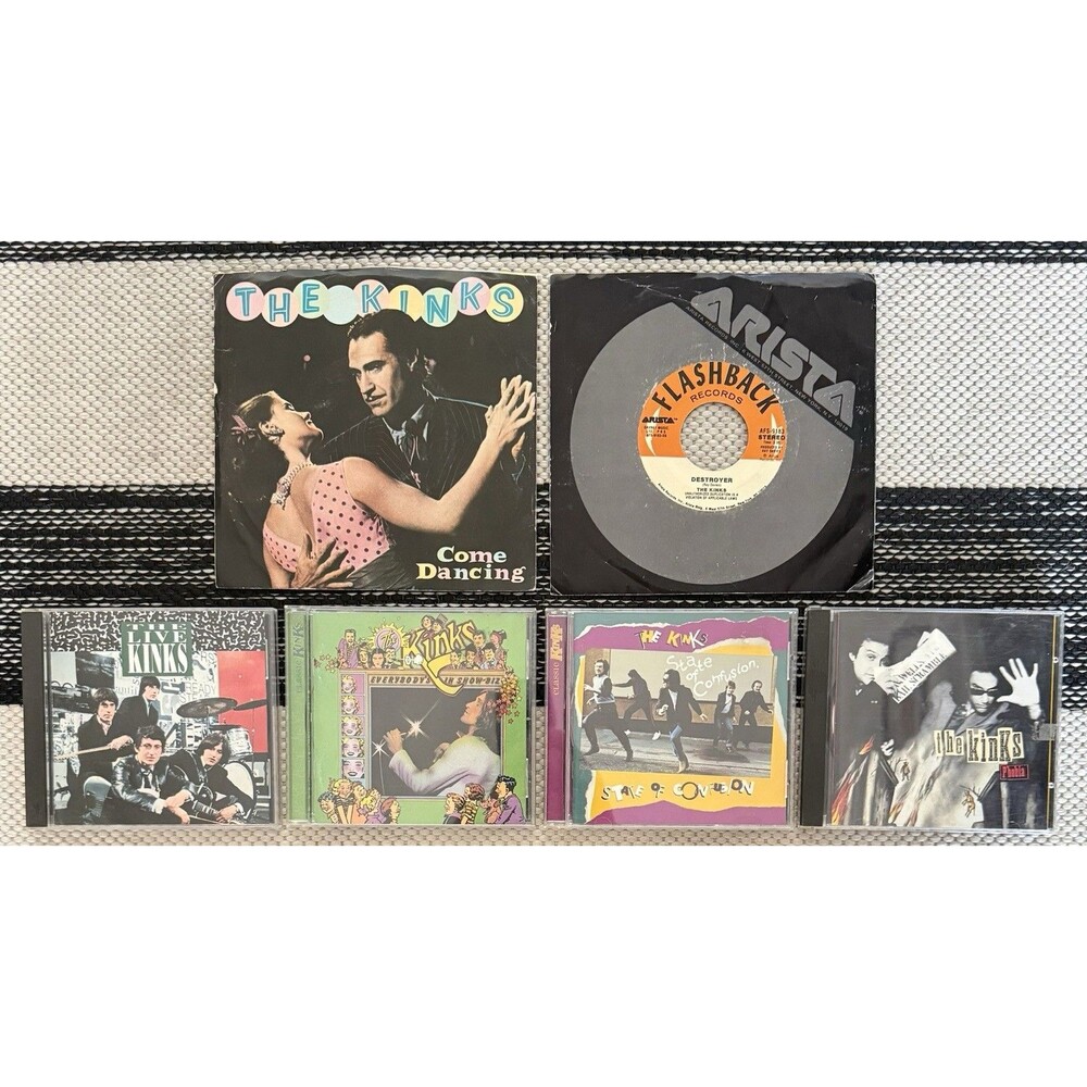 Kinks (2) Vinyl Picture Sleeve 45 RPM records - (4) CDs Bonus Songs - Live